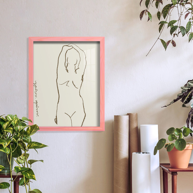 Toi et moi I, impression sur papier, H 6 po x l 4 po x P 1 po, Encadré rose