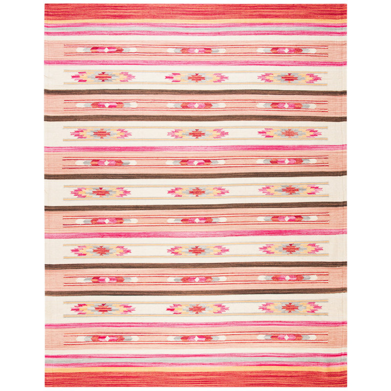 Conkling Flatweave Jute/Cotton Southwestern Rug in Red, Rectangle 8' x 10'