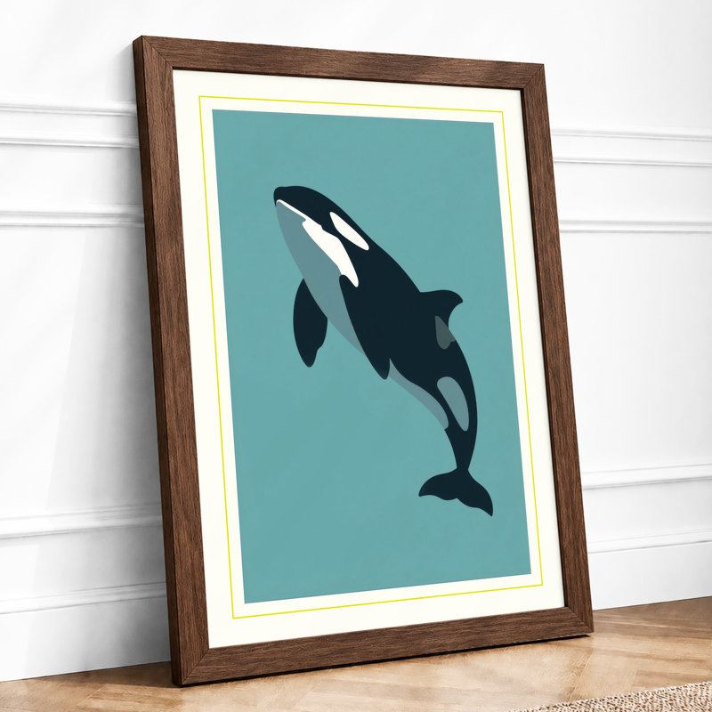 Leaping Orca Coastal - Framed Print, Walnut, A4 - 29.7 x 21.0 cm