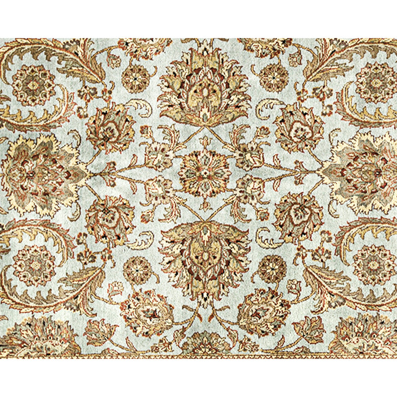 Hand Knotted Wool Area Rug in Light Blue And Ivory
