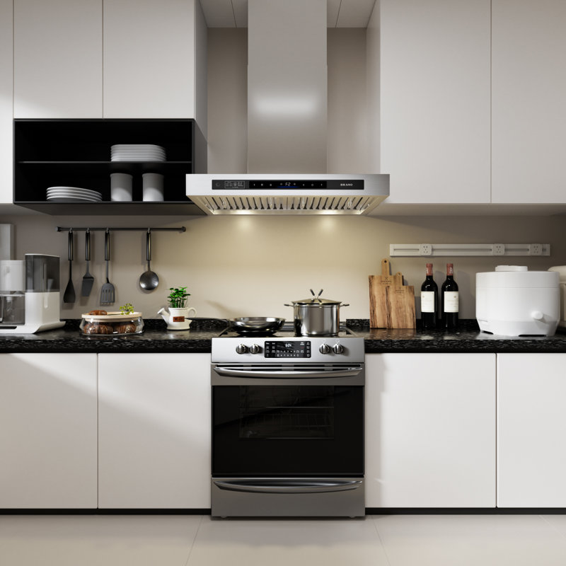 BRANO 36 Inch Stainless Steel Wall Mount Range Hood, 1000 CFM DC Inverter Motor, Gesture Touch Voice Control, 6-Speed Quiet Vent Hood with Dishwasher Safe Filters, LED Light, Auto Delay Shut Off