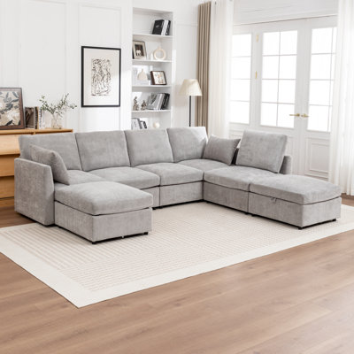 Wilroy 7-Piece Upholstered U-Shaped Sectional Sofa