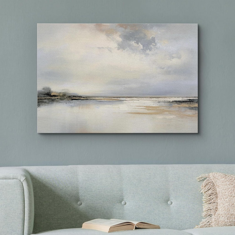 Minimal Landscape " Storm Cloud Lake Reflection Nature Fine Art Large Wall Art Pictures Bedroom Office ", Wrapped Canvas