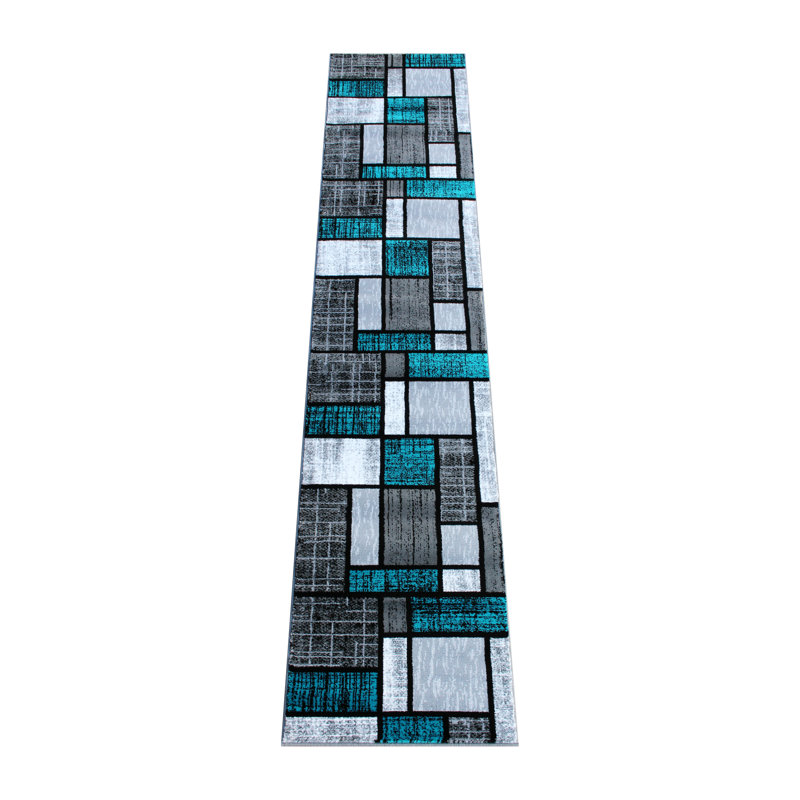 Tapis à motif géométrique moderne Skarthi, Tapis de couloir 2 pi x 11 pi
