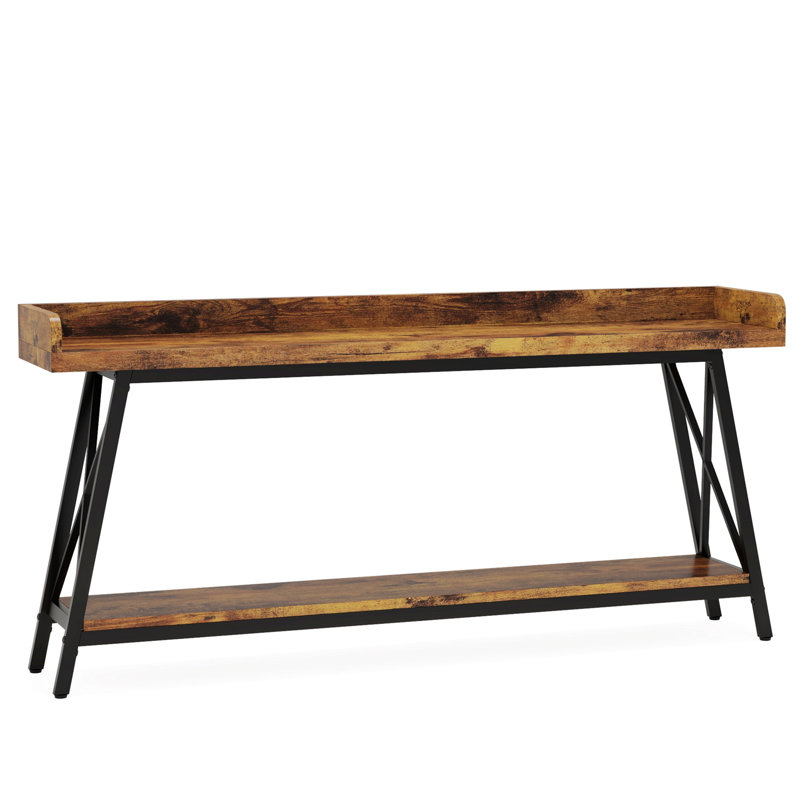 Industrial Console Table, Narrow Entryway Table, Accent Table For Living Room, Rustic Brown