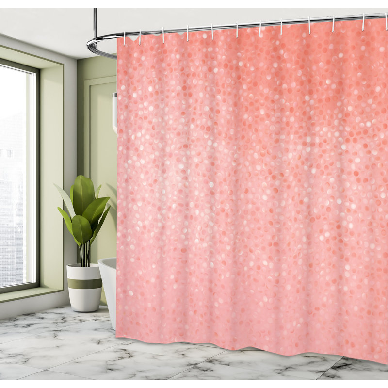 Ensemble de rideau de douche + crochets, H 75 po x l 69 po, Blanc corail