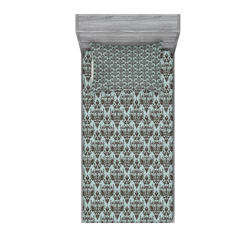 Microfiber Damask Sheet Set, Twin XL Sheet Set with Fitted Sheet