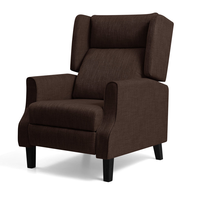 Angelah 73cm Wide Wing Chair Recliner, Brown Polyester Blend