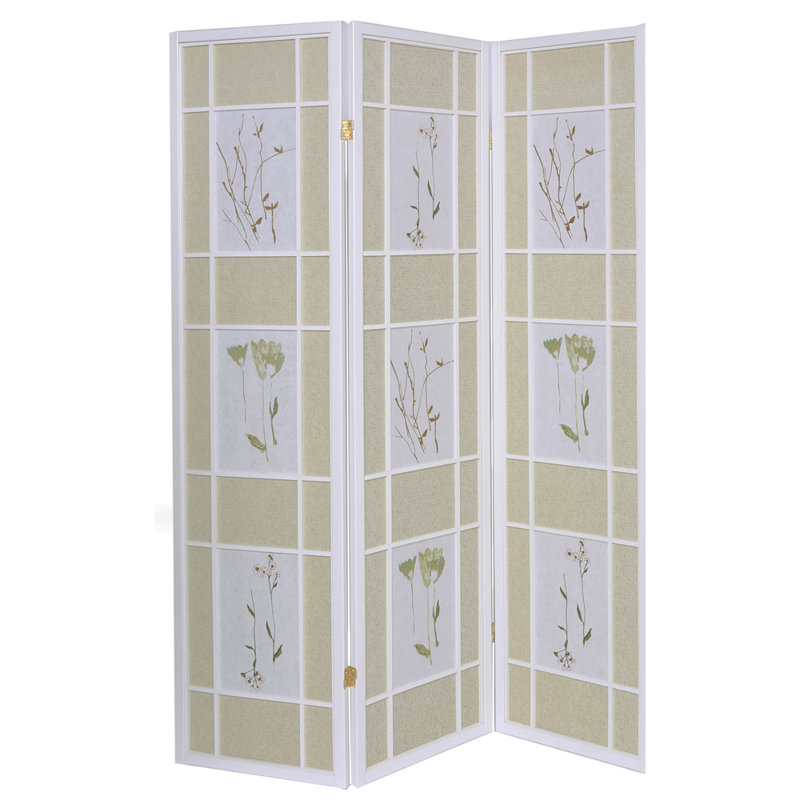 Cloison pliante en bois massif Boothbay, 3, Blanc