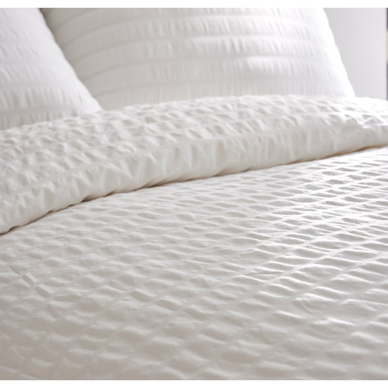 Relaxed Seersucker Duvet Set, Full;Queen, White