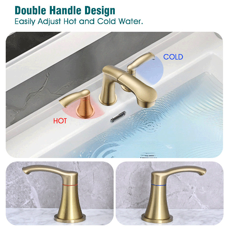 Widespread Bathroom Faucet, Brushed Gold