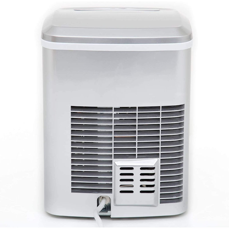 Compact Metallic Silver Freestanding Portable Ice Cube Maker