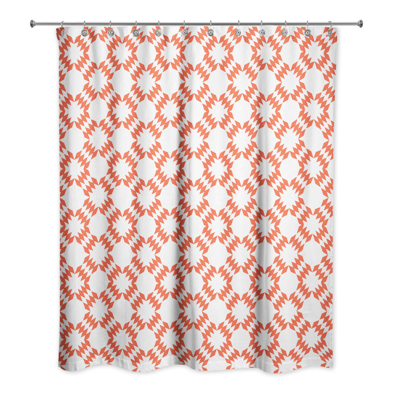 Rideau de douche simple Thorin, Blanc / Orange