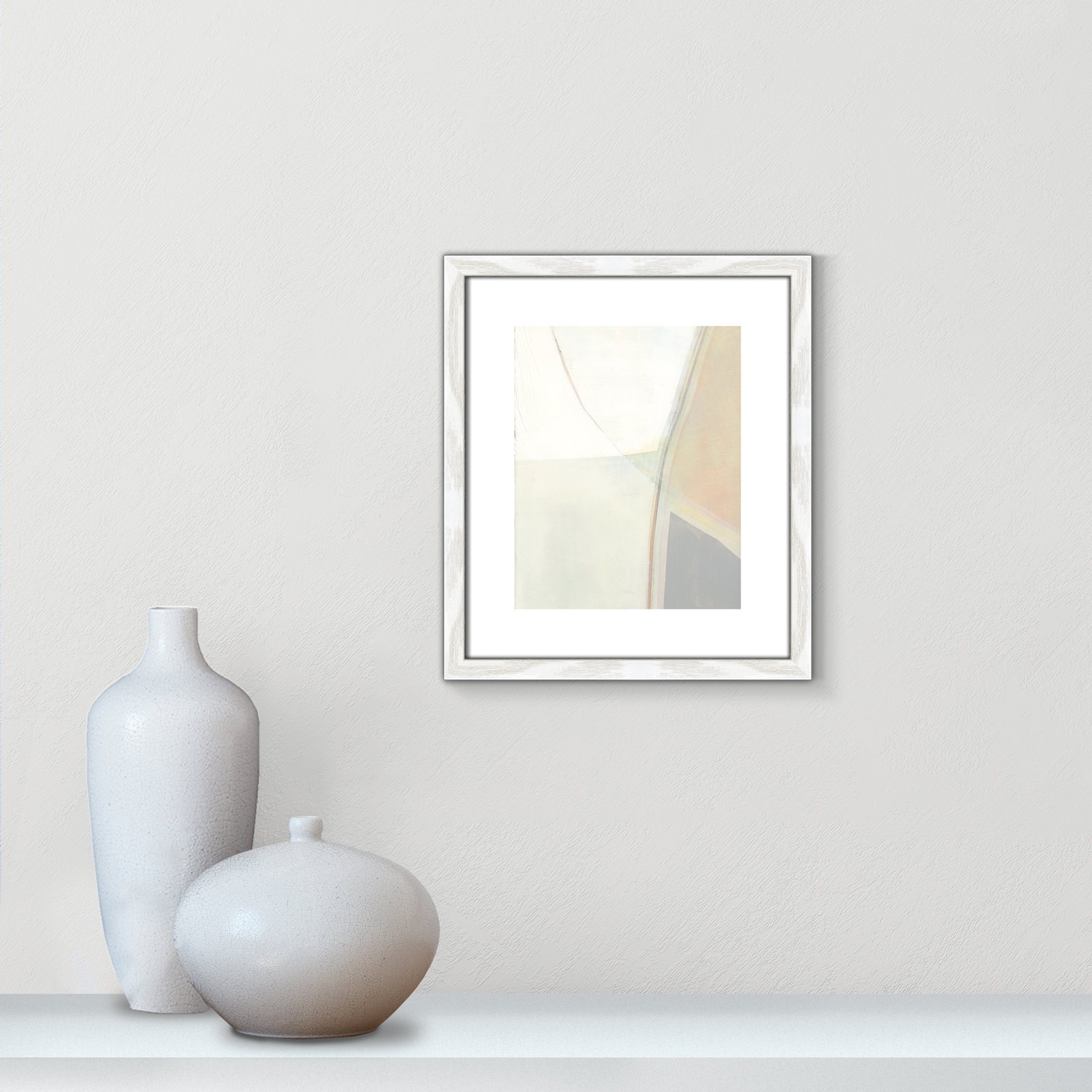 Alexandria "In Neutral II" Painting by Cartissi, White Wood Framed Paper, 15" H x 13" W x 0.75" D