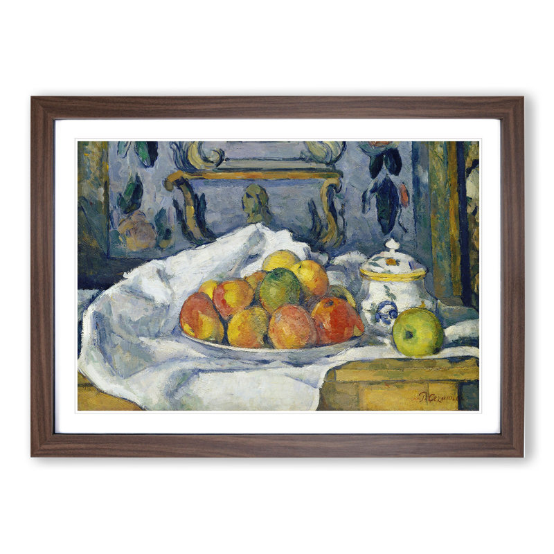 Still Life with Apples Vol.4 by Paul Cezanne - Picture Frame Painting, 27cm H x 36cm W x 2cm D, Walnut