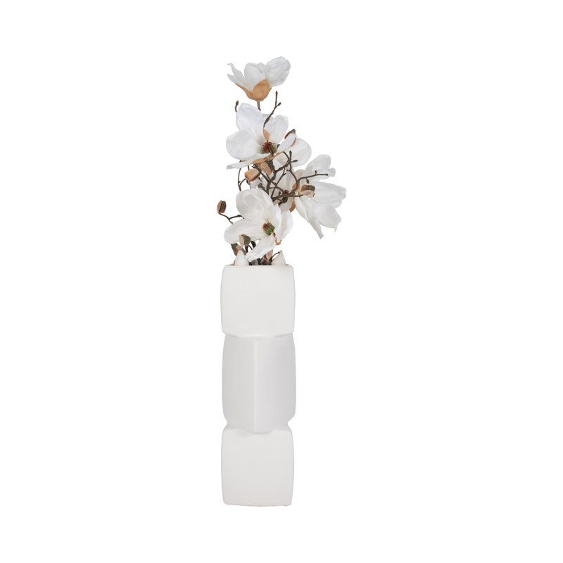Modern Stoneware Ceramic Vase with Stacked Geometric Triangle Form and Sculptural Silhouette for Contemporary Decorative Accent Display
