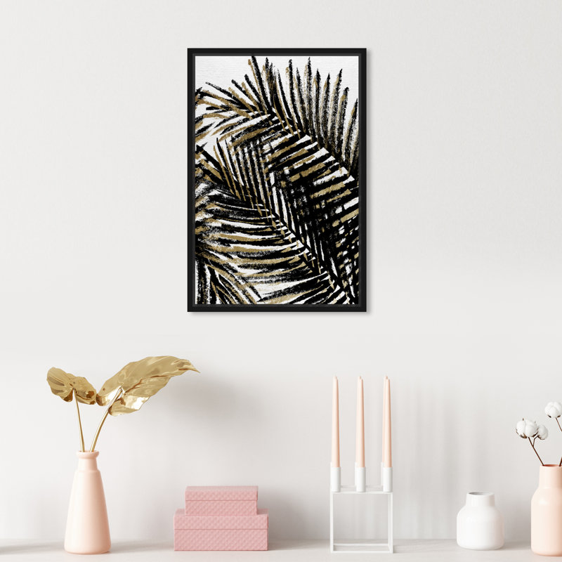 Palm Tree Shadow by Oliver Gal - Graphic Art, 11.5" H x 16.5" W, Black Framed
