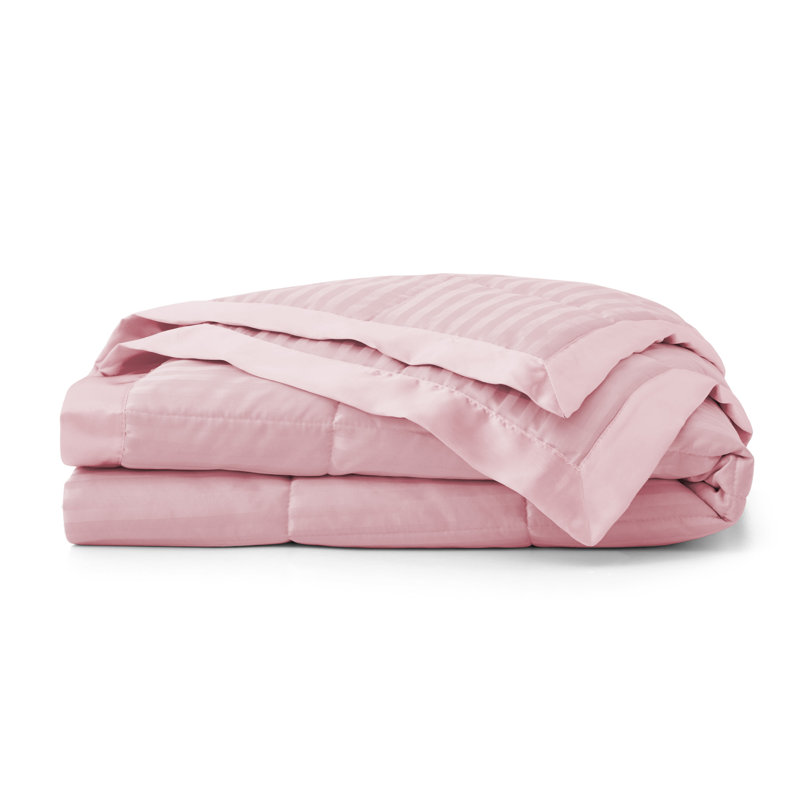 Couette légère avec bordure en satin, Très grand lit, Rose