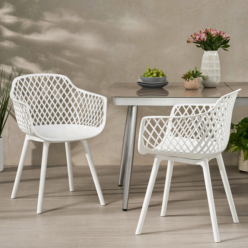 Siège de salle à manger en polypropylène blanc - chaise coquelicot, résistance aux intempéries, variété stable, motif en losange, garantie moderne du polypropylène de la chaise de niveau, sol stable, détail,