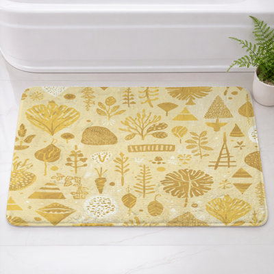 Tapis de bain illustré d'une illustration botanique abstraite