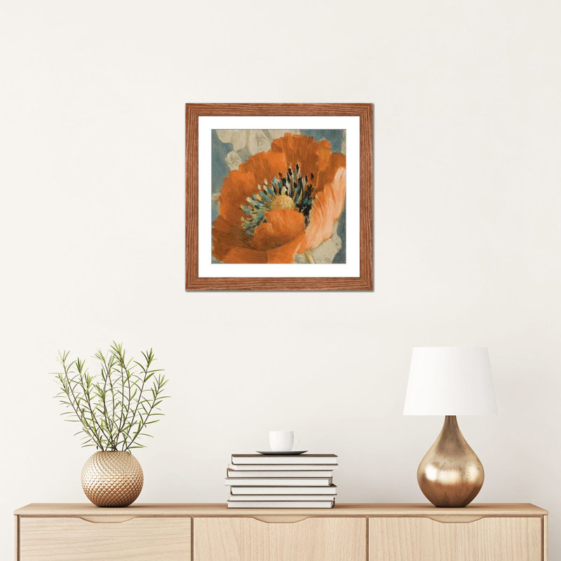 «Orange Poppy» par Lanie Loreth - peinture sur toile tendue, Papier avec cadre flottant Classic, H 16 po x l 16 po x P 1 po