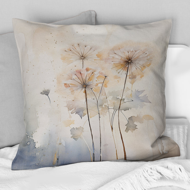 Dandelion Charm In Winter IV - Dandelion Printed Throw Pillow