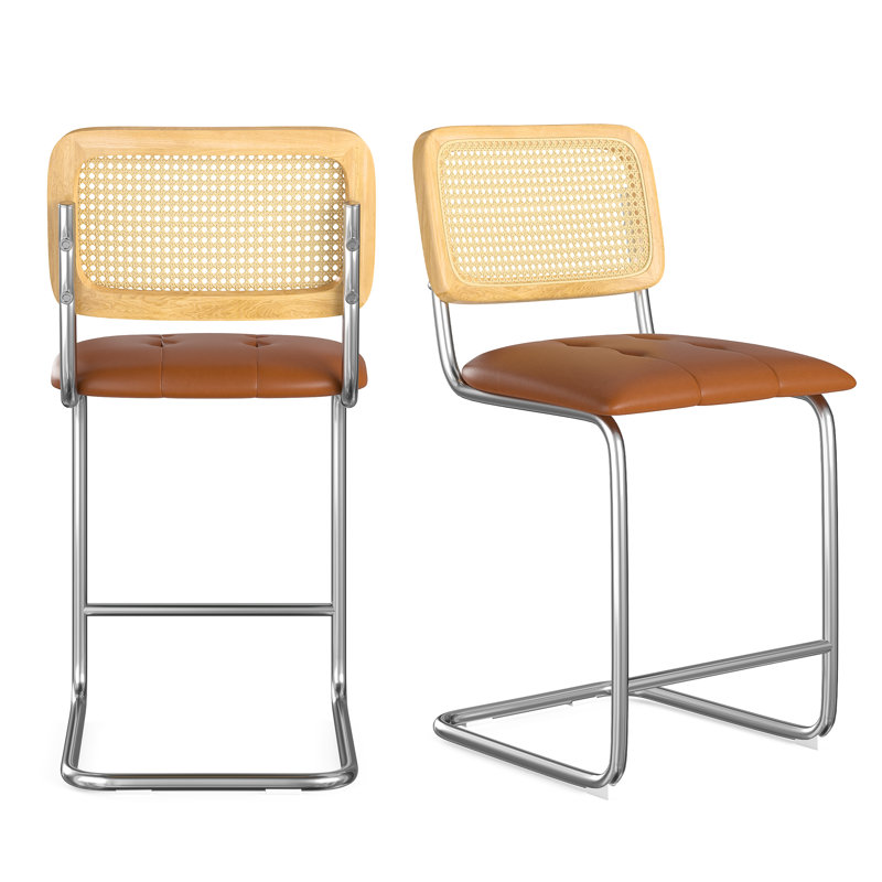 Tabouret de bar et de comptoir Baur, Tabouret de comptoir (siège d'une hauteur de 24 p, Argenté, Brun