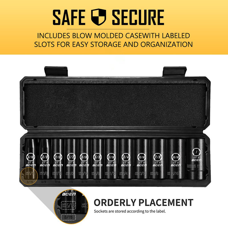 1/2" Drive SAE Deep Impact Socket Set
