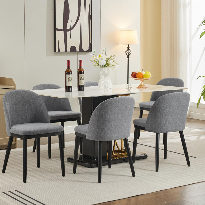 Wooden Dining Chairs Set of,Modern Fabric Upholstered Dining Room Chair, Large Dining Room Kitchen Chairs with High Back and Deep Seat