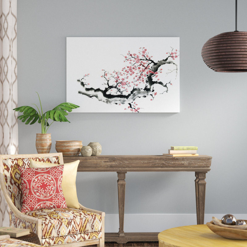 Plum Blossom Branch III by Nan Rae - Painting Print, 81cm H x 122cm W, Black Floater Frame