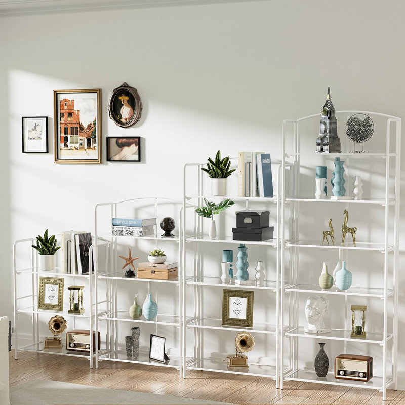 Bibliothèque pliable à 4 niveaux sans assemblage, indispensable pour le salon et le bureau, 55" H x 30" W x 12.9" D