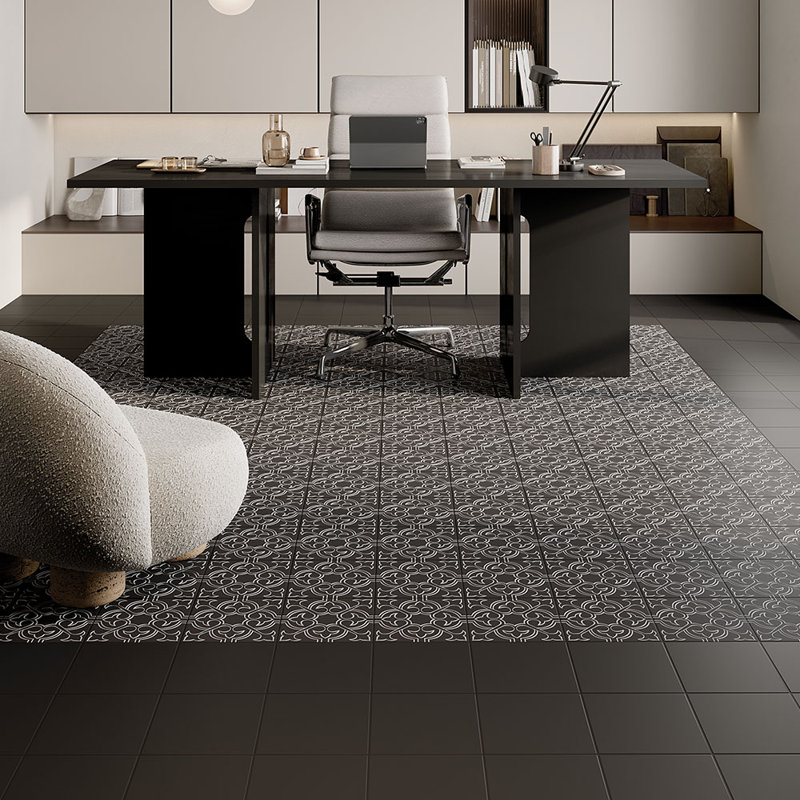 Helix 8X8 Porcelain Tile, Black