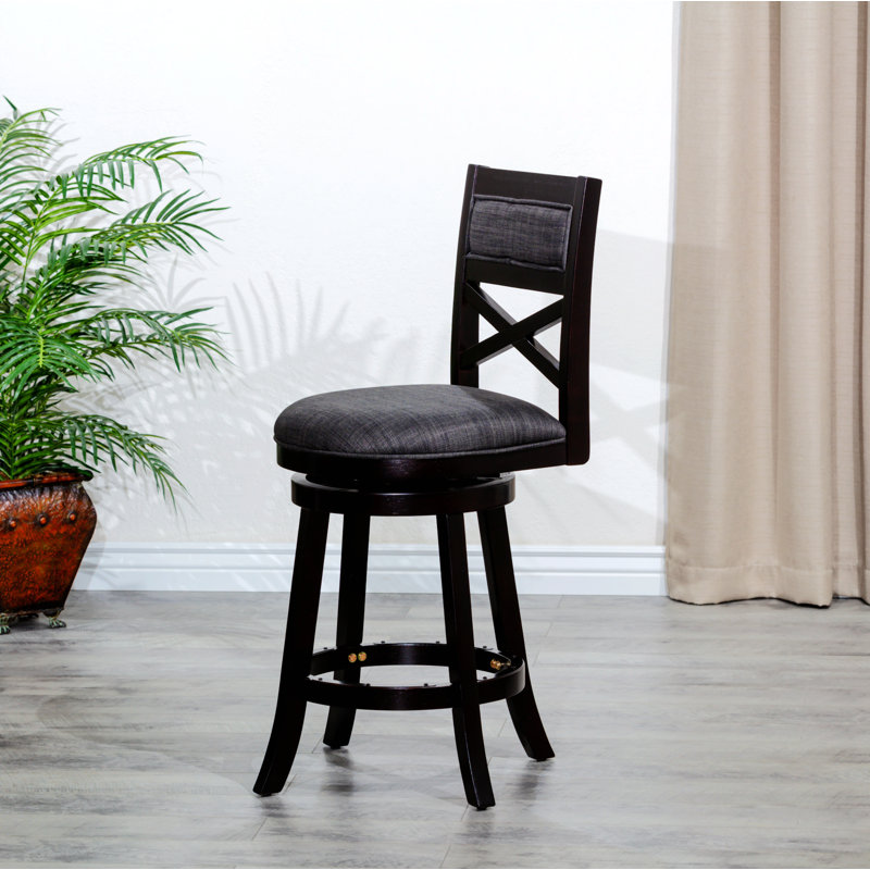 Deriah large, Gris foncé, Tabouret de bar (siège d'une hauteur de 30 po), Tissu gris / cadre noir