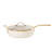 Bloomhouse  6 QT Heavy Duty Aluminum Premium PFA Free Ceramic Nonstick Saute/Deep Frying Pan Skillet with Lid - Linen White with Gold Handle