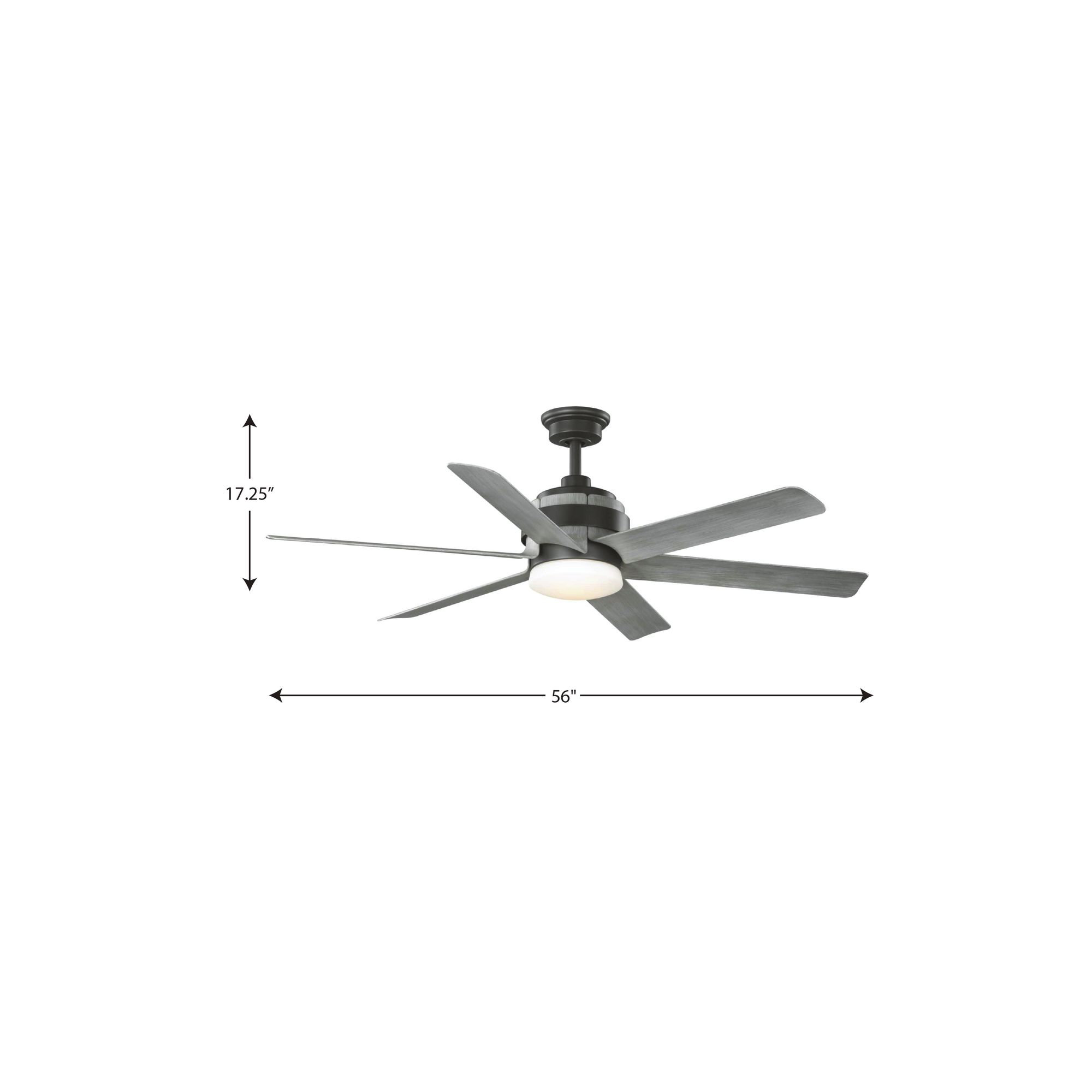 Kaysville 56'' 6 Blade Ceiling Fan with LED Light Kit, Graphite