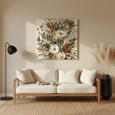 Aquarelle florale 78, art mural gris en métal