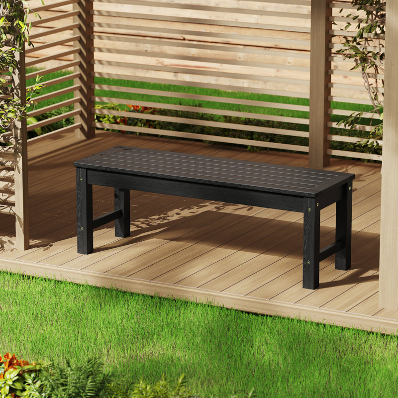 Banc d'extérieur sans dossier, banc de jardin robuste et durable, Noir, 1