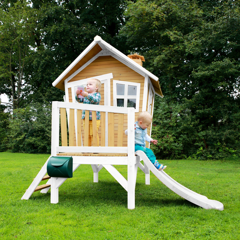 Robin AXI 264cm W x 177cm D Outdoor Hemlock Wood Luxury Playhouse, Natural/White