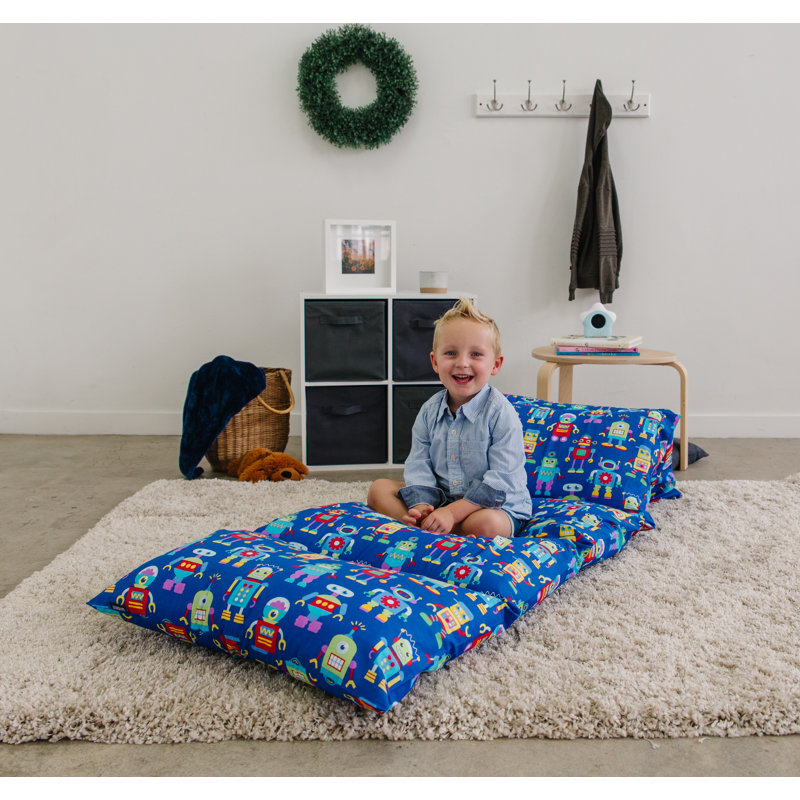 Blue Robots Cotton Polyester Kids Pillow Lounger