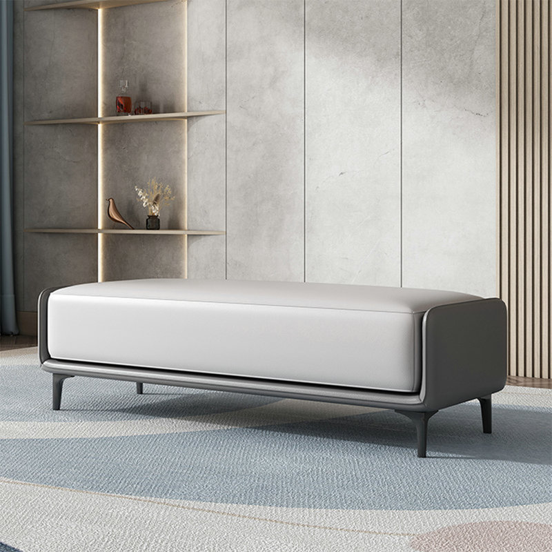 Banc rembourré, Gris clair, H 17,72 po x l 47,24 po x P 15,75 po