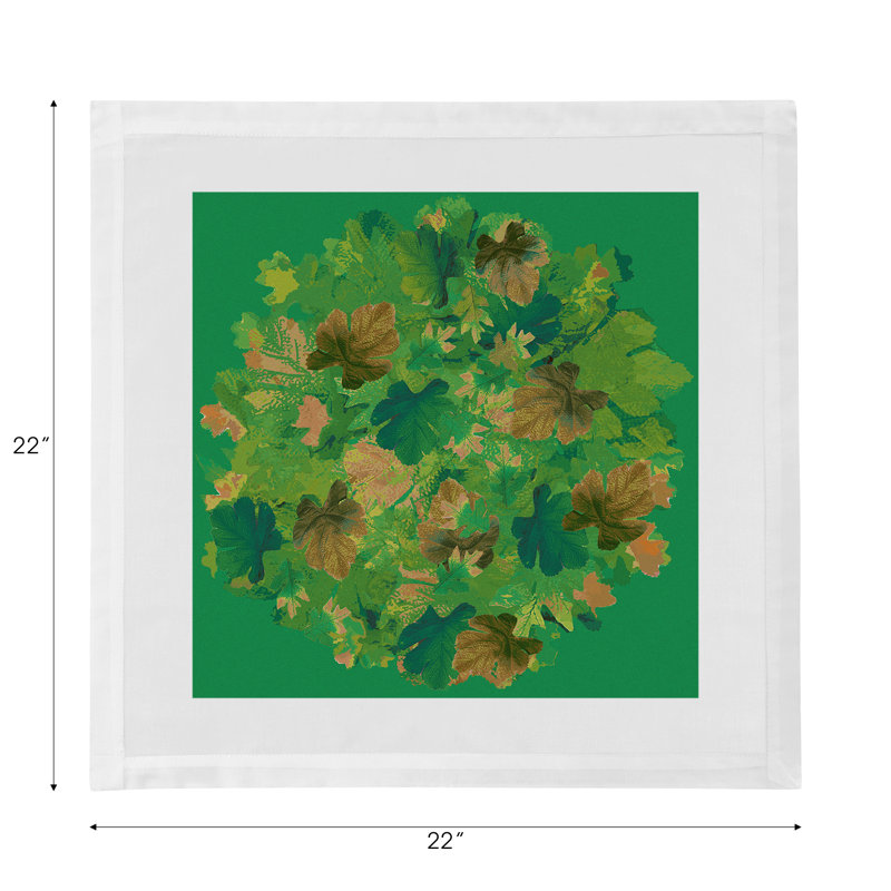 Fallen Leaves Cotton Sateen Dinner Napkins, Green