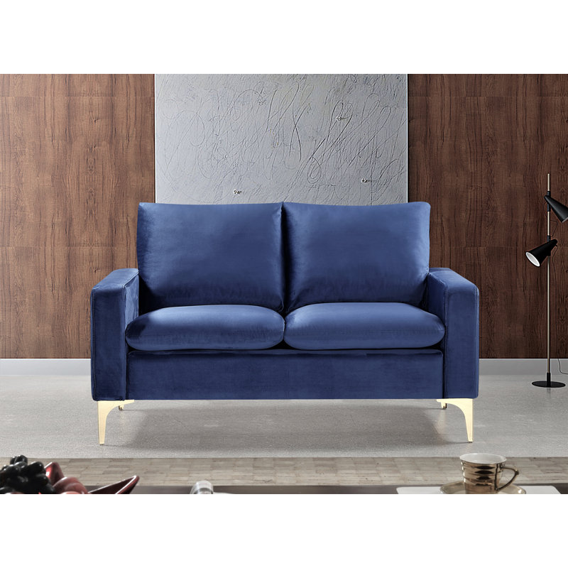 Cottleville 54.72'' Velvet Loveseat, Blue, 33"H x 54" W x 31" D