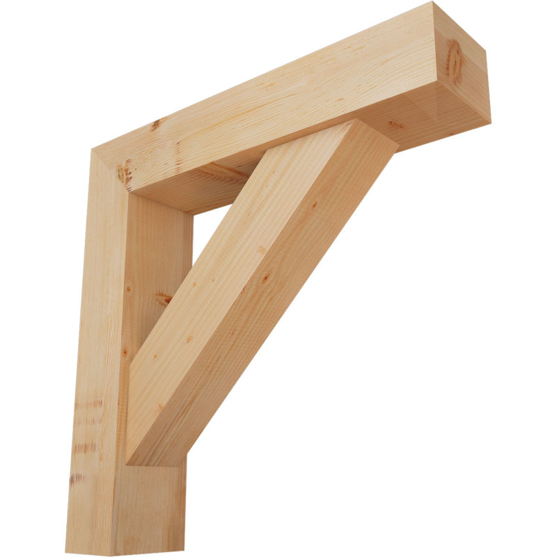 Traditional Block Bracket w/ Offset Brace, 34 x 34, 7 1/2"W Douglas Fir (Smooth)