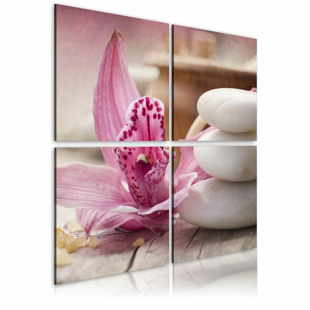 4-tlg. Leinwandbilder-Set Orchidee und Zen