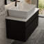 Meuble-lavabo flottant noir 31,5 po avec vasque en céramique blanche et conception murale