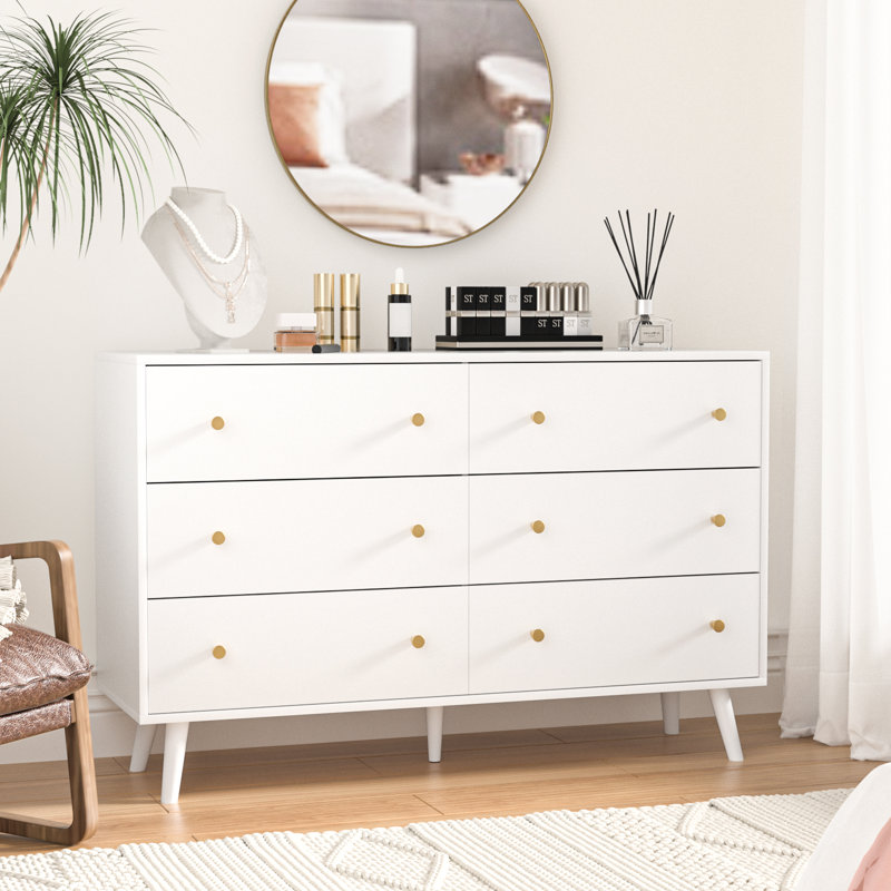Commode 6 tiroirs Burt, Blanc