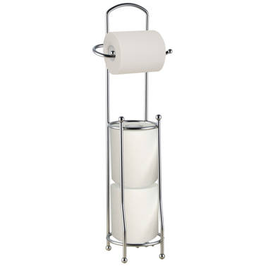 SunnyPoint Free Standing Bathroom Toilet Paper Holder Stand with Reserve  (Chrome; FreeStand)