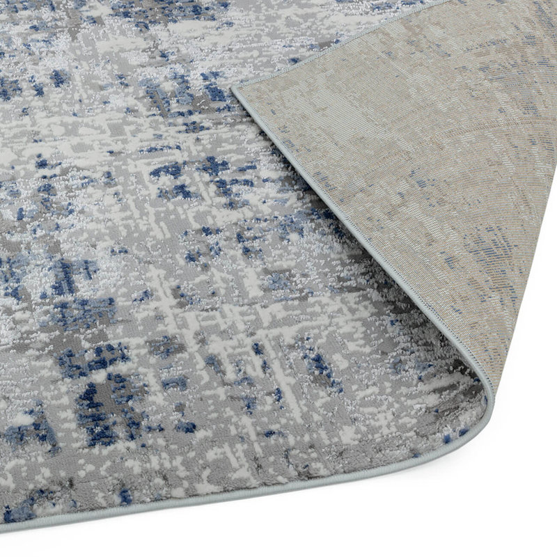 Abstract Blue Modern Abstract Easy To Clean Rug For Living Room Bedroom And Dining Room, Polypropylene Plastic/Polyester