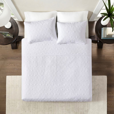 King/ King White Reversible Bedding - Year-round Use, Pre-washed Cotton Core, Charming Quilting And Shams Quilt For Color, Versatile Choice, Filling, Decorative