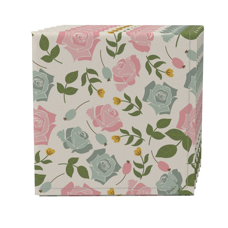 Rectangular Floral Cotton Twill Tablecloth